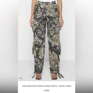 HIGH WAISTED CAMO CARGO PANTS - KHAKI CAMO from MANIERE DE VOIR